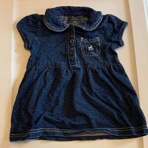 🫐3/$30 Faded Glory Denim Cotton Blue Baby Dress size 3-6m
